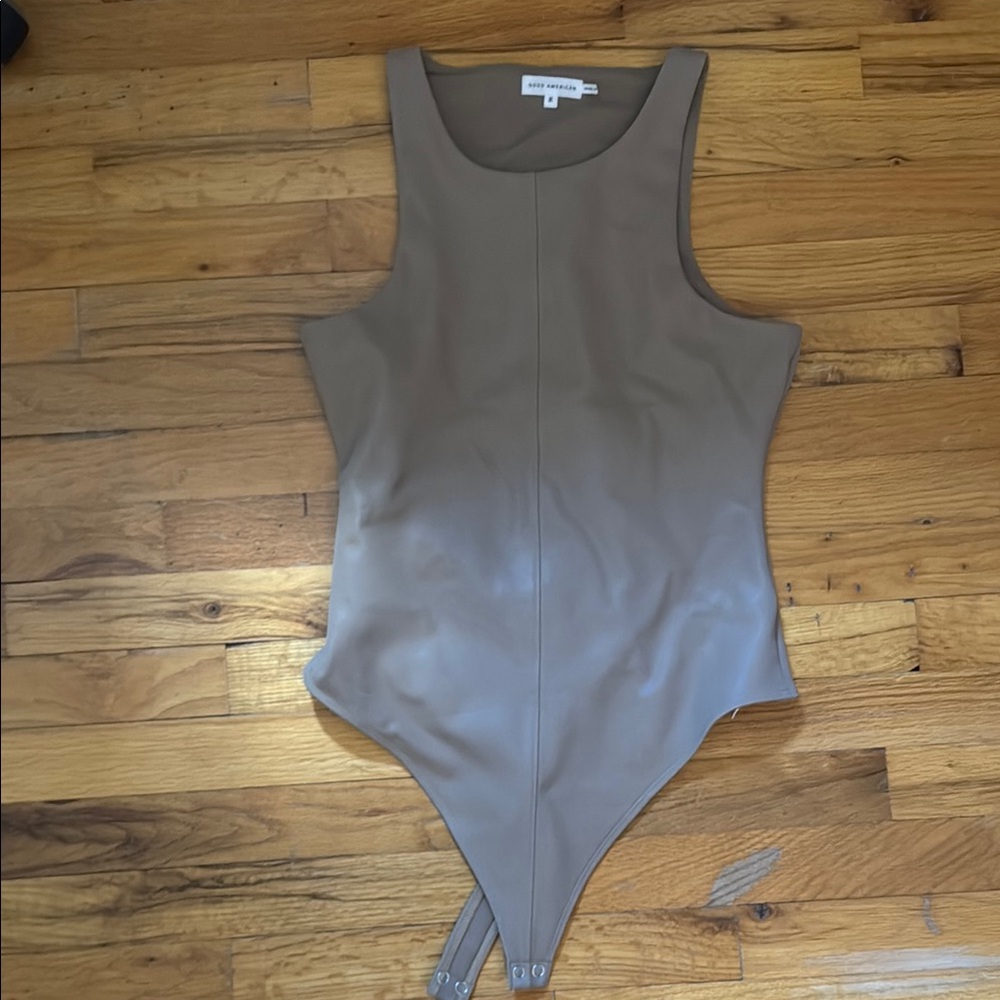 Good American Tan Leather Bodysuit